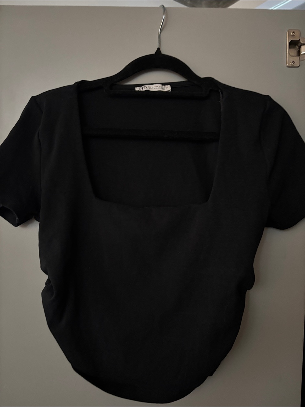 Zara Black Short Sleeve Square Neck Top